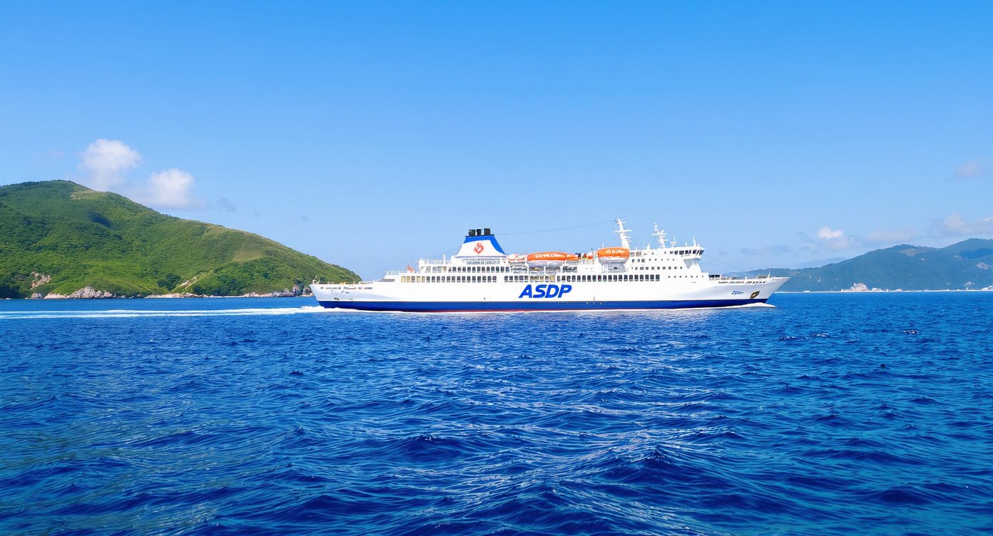 ASDP passenger ferry crossing the Lombok Strait between Padangbai Bali and Lembar Lombok